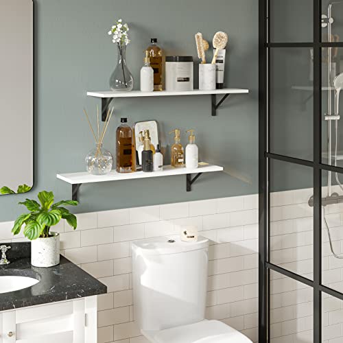 Wall Shelves 23.6" Long Floating Shelves with Metal Brackets (2 Count)