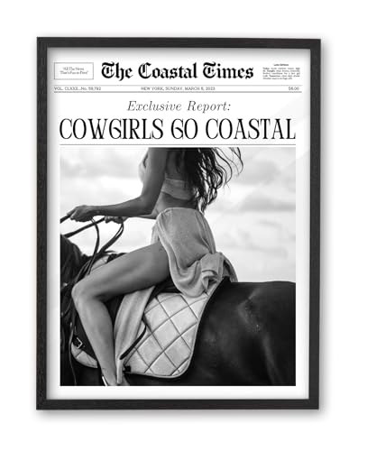 16x20in Cowgirls Go Coastal Framed Newspaper Wall Art