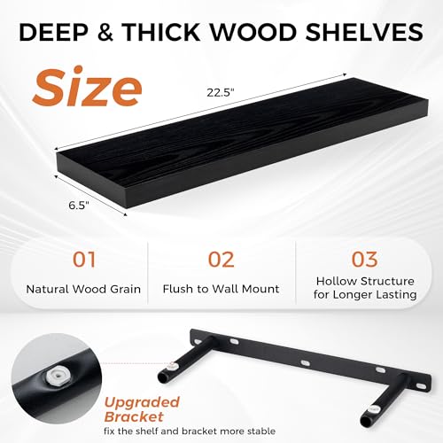 Deep Black Floating Shelf (2 Count)