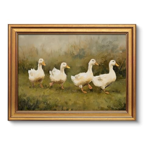 Vintage White Ducks Oil Painting Wall Art