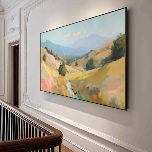 46"x72" Extra Large Framed Wall Art Golden Valley Light Landscape Illustration for Home Living Room Bedroom Decor