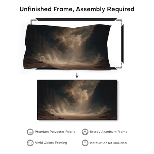 36"x72" Extra Large Framed Wall Art Dramatic Canyon Storm Cloudscape Illustration for Home Living Room Bedroom Decor