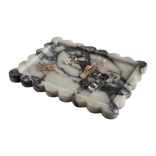 Natural Luxury Scalloped Marble Tray 10.8"x8"