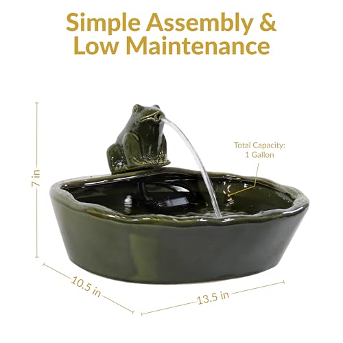 Sunnydaze 7" Ceramic Solar Powered Garden Water Fountain