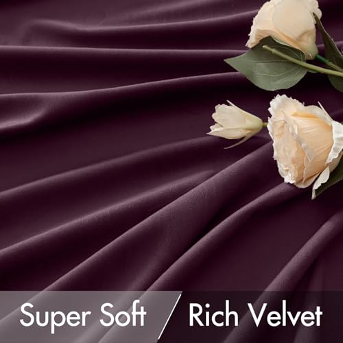 Dark Purple Velvet Pinch Pleat Blackout Curtains W52 X L84 Inches (2 Count)