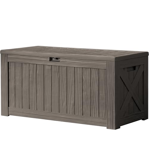 120 Gallon Deck Box Resin Outdoor Storage Box Waterproof