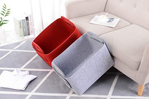 Storage Basket Felt Storage Bin Collapsible& Convenient Box Organizer with Carry Handles for Office Bedroom Closet Babies Nursery Toys Laundry