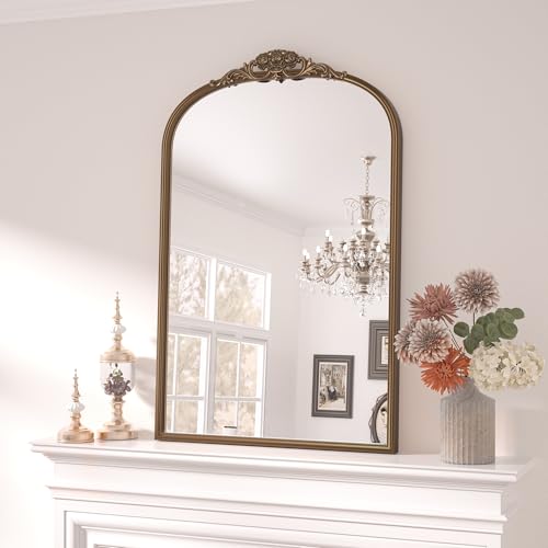 24x36 Gold Vintage Arched Mirror for Wall