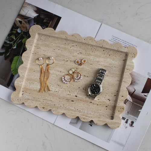 Natural Luxury Scalloped Marble Tray 10.8"x8"