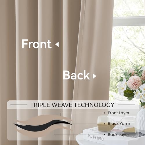 Khaki Pinch Pleated Blackout Curtains 63 Inches Long (2 Count)