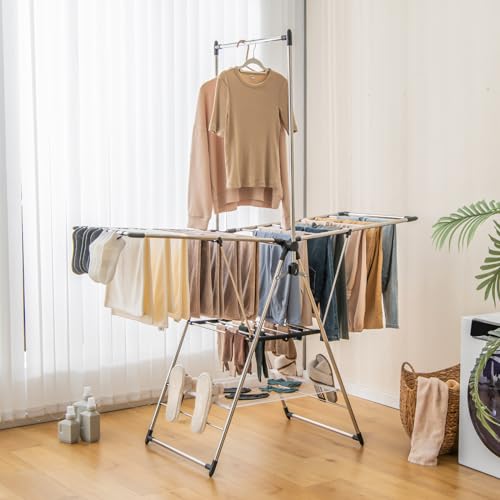 Foldable Clothes Drying Rack with 6