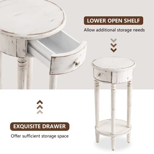 Tall End Table with Drawer Sets of 2