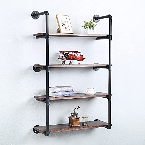 Industrial Pipe Shelves With Wood Planks