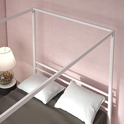 Patricia White Metal Canopy Platform Bed Frame