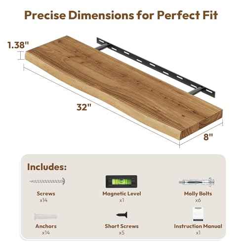 Wood Floating Shelves Live Edge 32” Set of 2 (2 Count)