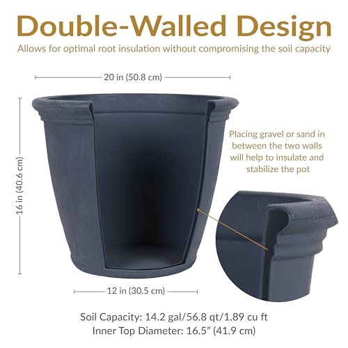 Sunnydaze Anjelica 20'' Large Plastic Planter Pot for Plants (2 Count)