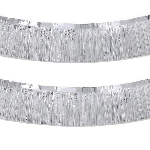 Silver Foil Fringe Garland 10FT 2packs for Parade Float Decorations (20 Foot)