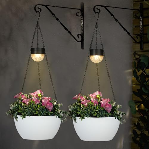 2 Pack Solar Hanging Planters for Plants Outdoor (2 Count)