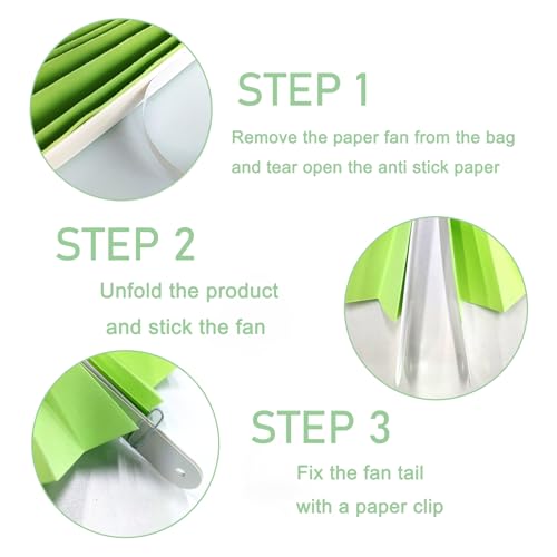 Green Party Decorations Light Green Hanging Paper Fans DIY Set 8in (30 Count)