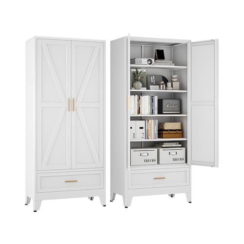 71 "Farmhouse Metal Filing Cabinet with a Drawer and 4 Adjustable Shelves