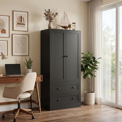64.2" Tall Black Kitchen Pantry