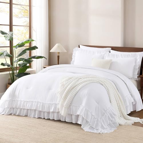 White Ruffle Super King Comforter Set