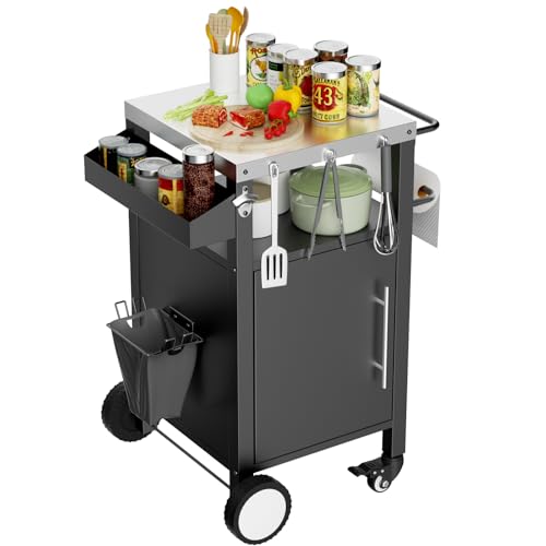 Outdoor Grill Cart with Storage and Wheels