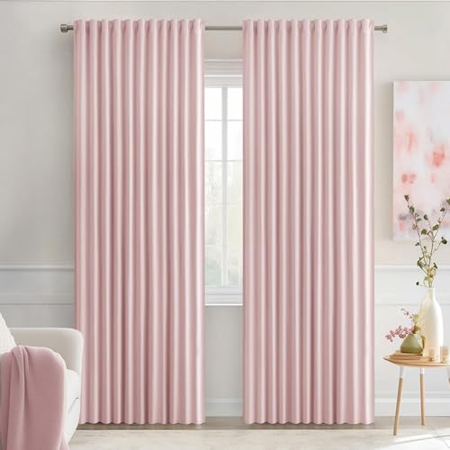 Light Pink Back Tab Blackout Curtains 66x84 Inch Length 2 Panels Set (2 Count)