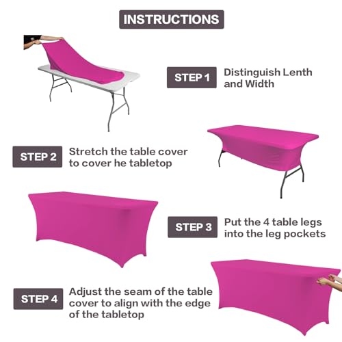 8FT Table Cloth for Rectangular Spandex Fuchsia Table Cover