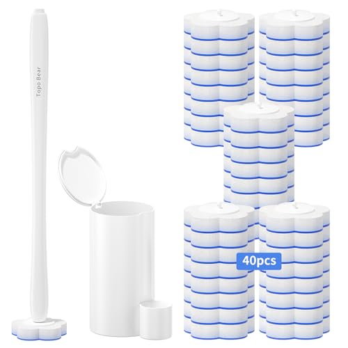 Disposable Toilet Bowl Brush with 40 Toilet Wand Refills
