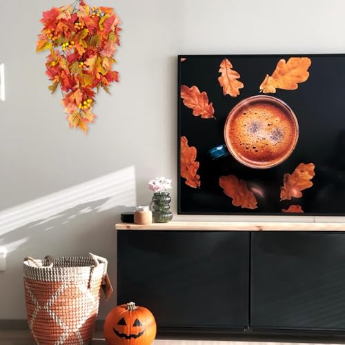 Fall Leaves Hanging Plant Artificial Fall Leaves Garland with Berry