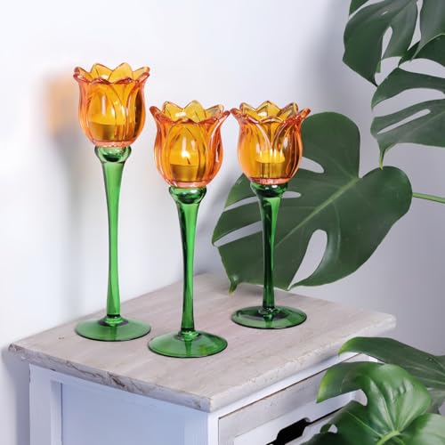 Orange Tulips Votive Candle Holders Set of 3 (3 Count)