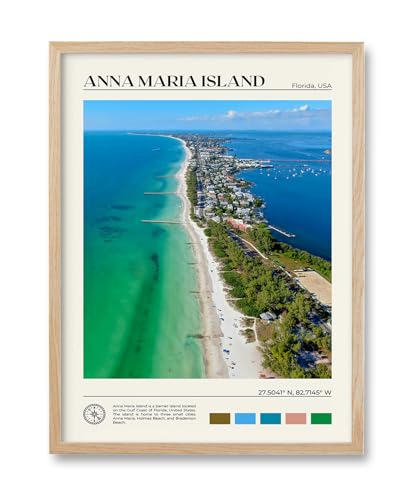12x16IN Anna Maria Island Beach Framed Wall Art Canvas Print