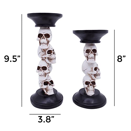 Halloween Skull Candle Holder for Fireplace Decorations (2 Count)