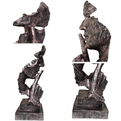 Silence is a Golden Statue Modern Mens Creative Office Home Room Decorations Sculpture Bookshelf Decorative 4.7 x 4.3 x 13.1in