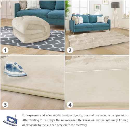 Baby Play Mat for Floor Nursery Rug Muscle Mat Area Rug Playroom Rug 74"x50" Playpen Mat Elastic Foam 1.3" Thick Crawling Mat for Babies
