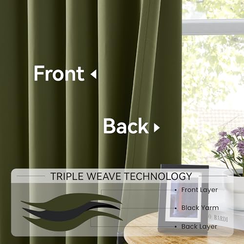 Olive Green Curtains 84 Inch Length 2 Panels Set