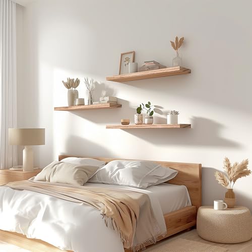 Wood Floating Shelves for Wall Decor (4 Count)