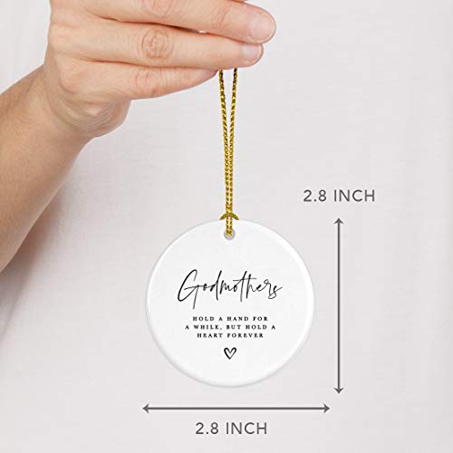 Round Ceramic Porcelain Christmas Tree Ornament Keepsake Collectible Godmother Gift