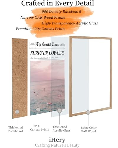 8x10in Surf’s Up Cowgirl Framed Newspaper Wall Art