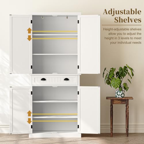 72" Tall Freestanding Pantry & Kitchen Storage Cabinet