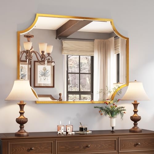 30"x40" Gold Foil Metal Scalloped Decorative Wall Mirror