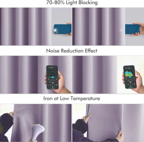 Lilac Back Tab Blackout Curtains 52x120 Inch Long 2 Panels Set (2 Count)