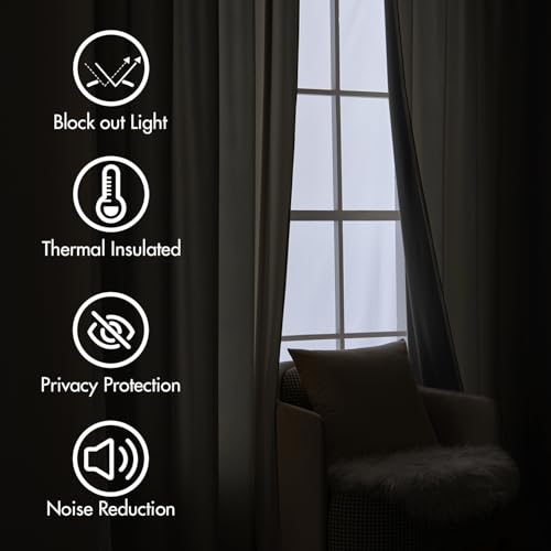Cream Beige Velvet Pinch Pleat Blackout Curtains W52 X L108 Inches (2 Count)