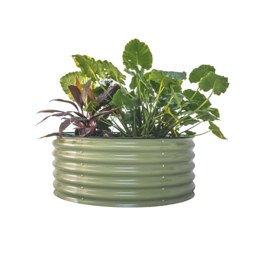 17" Tall 42" Round Raised Garden Bed Metal Raised Bed Planter Box for Vegetables Flowers Patio