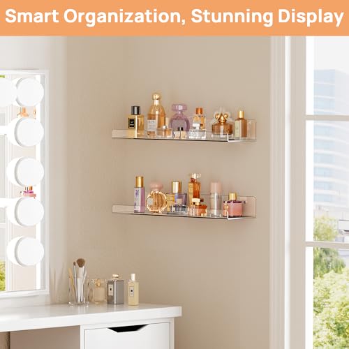 2 Pcs 15" Acrylic Shelves for Wall Display and Storage (2 Count)