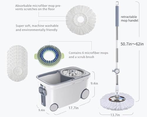 Spin Mop Bucket Deluxe 360 Spinning Floor Cleaning System