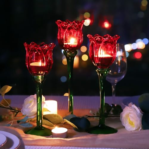 Red Tulips Tealight Candle Holder Set of 3 (3 Count)