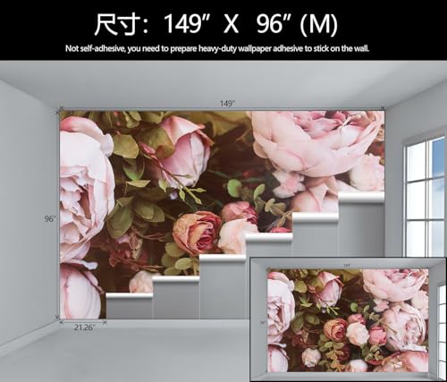 Pink Floral Wallpaper Large Peony Wall Mural Girl's Bedroom Nursery