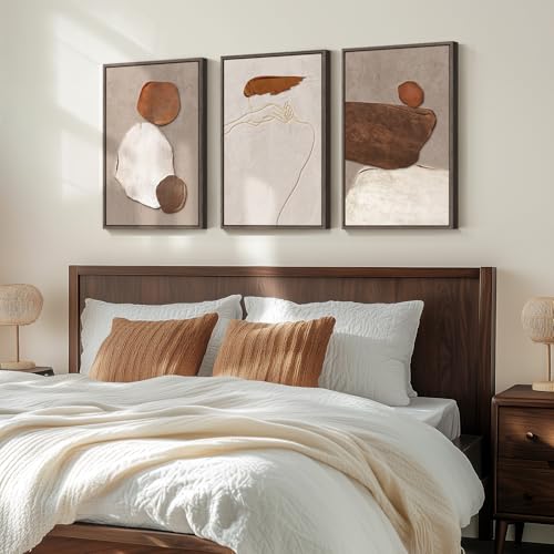 Framed Modern Rustic Neutral Abstract Wall Art (3 Count)